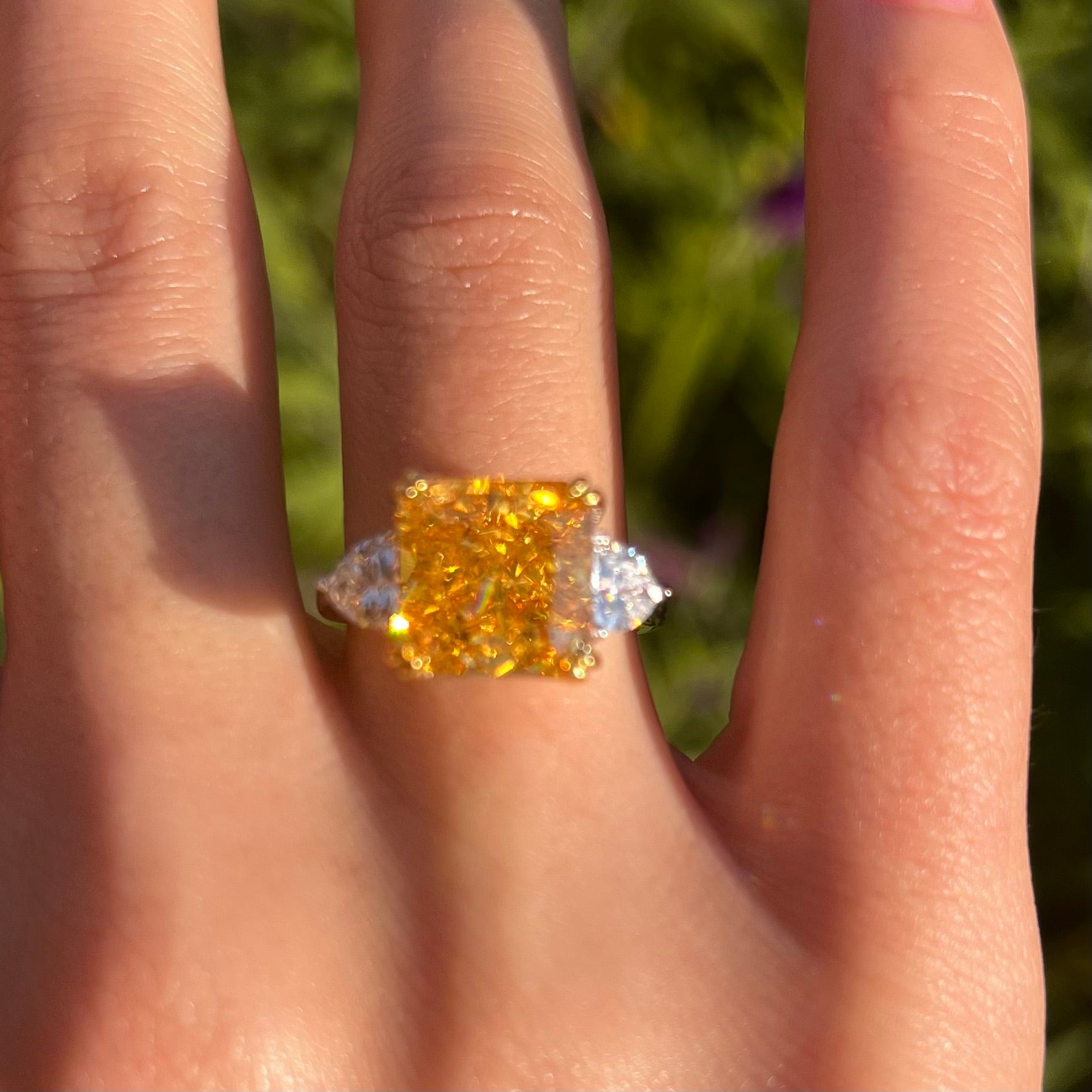 Radiant Cut Double Prong Engagement Ring in Sterling Silver