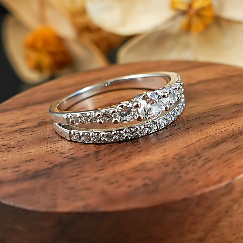 New Design Round Cut Sterling Silver Band