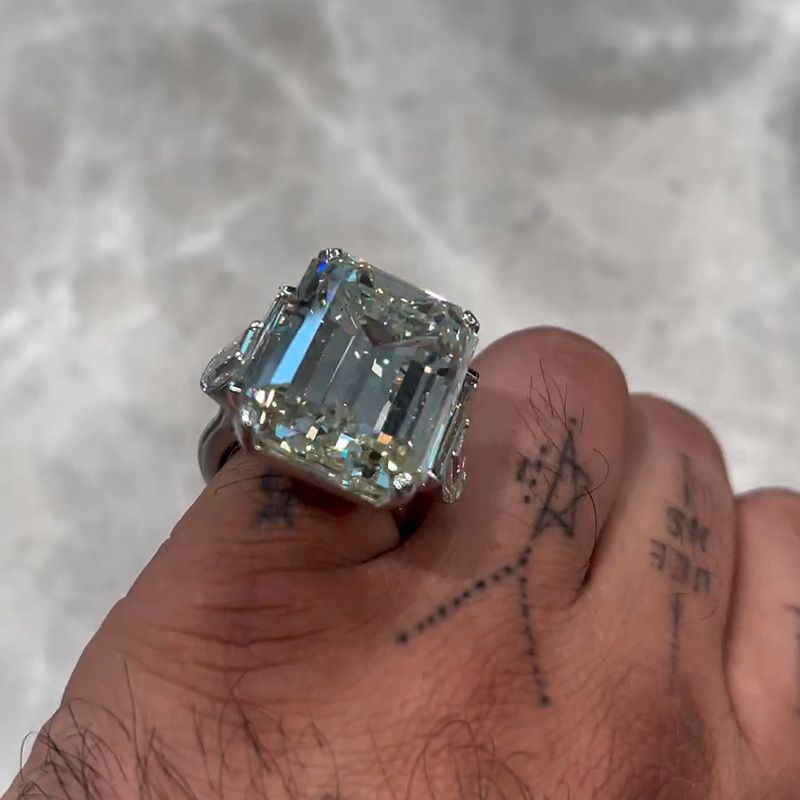 15ct Emerald Cut White Sapphire Luxury Handmade Sterling Silver Men’s Ring