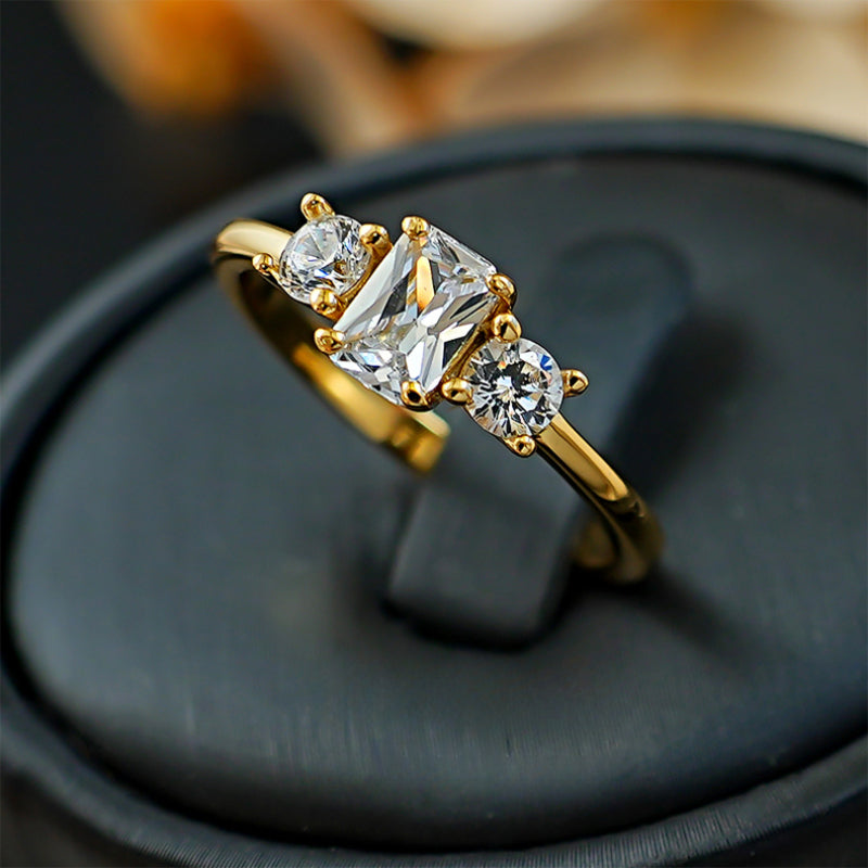 Luxury Three Stone Design Ice Cut Ring