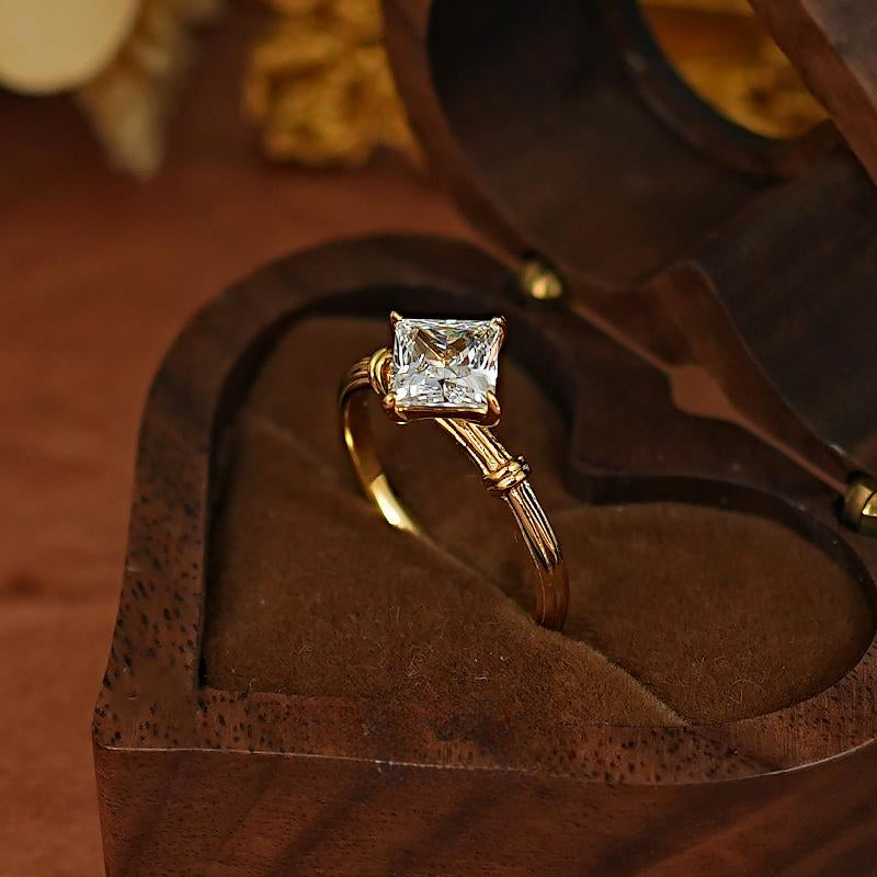 Vintage Princess Cut Sterling Silver Ring