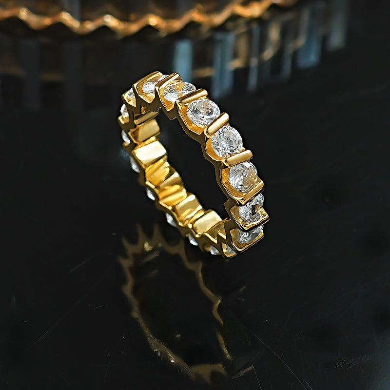 Stunning Round Cut Paved Sterling Silver Band