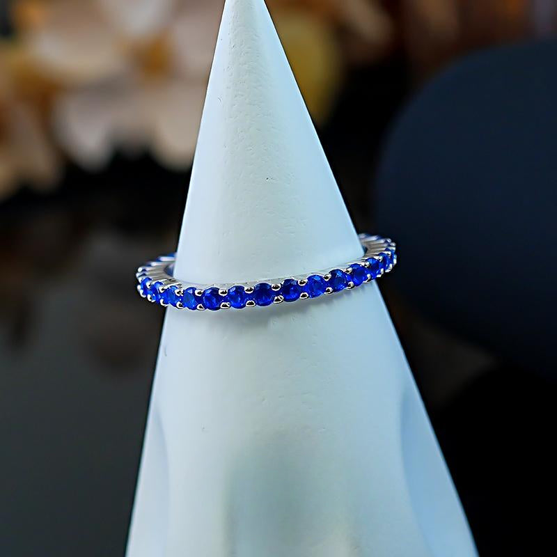 Multi-color Eternity Sterling Silver Band