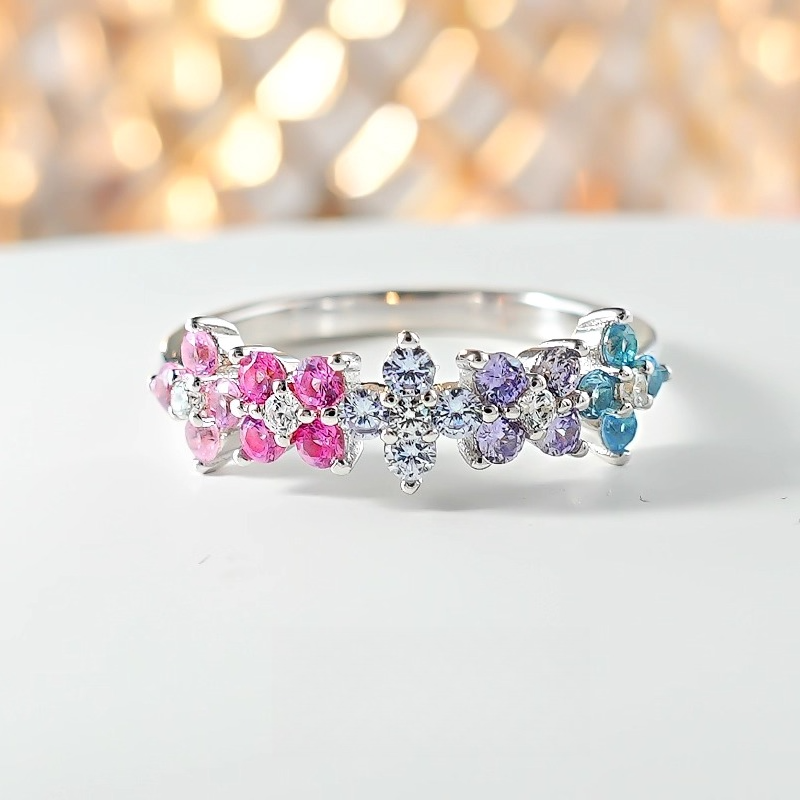 Floral Design Sterling Silver Ring in Silver Tone