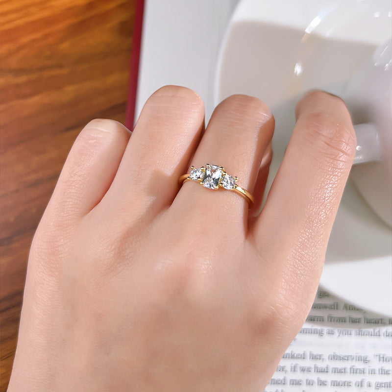 Luxury Three Stone Design Ice Cut Ring