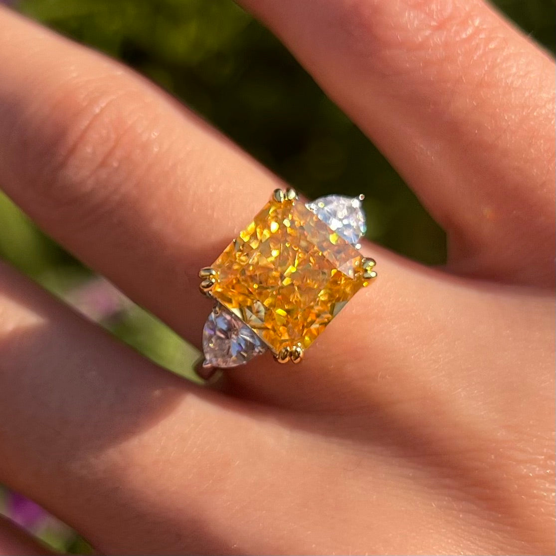 Radiant Cut Double Prong Engagement Ring in Sterling Silver