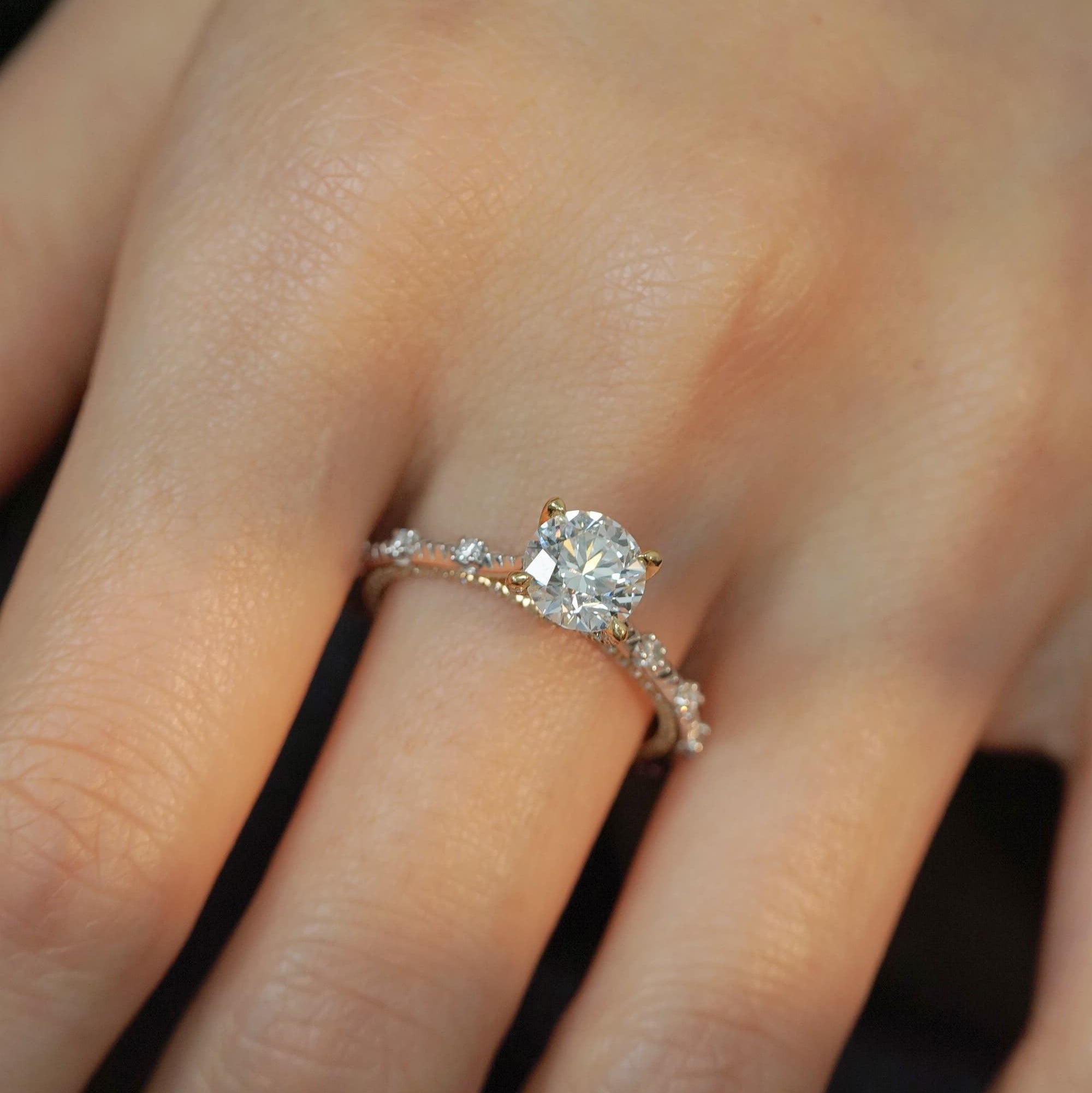 1CT Round Cut Regal Crown Pave Engagement Ring