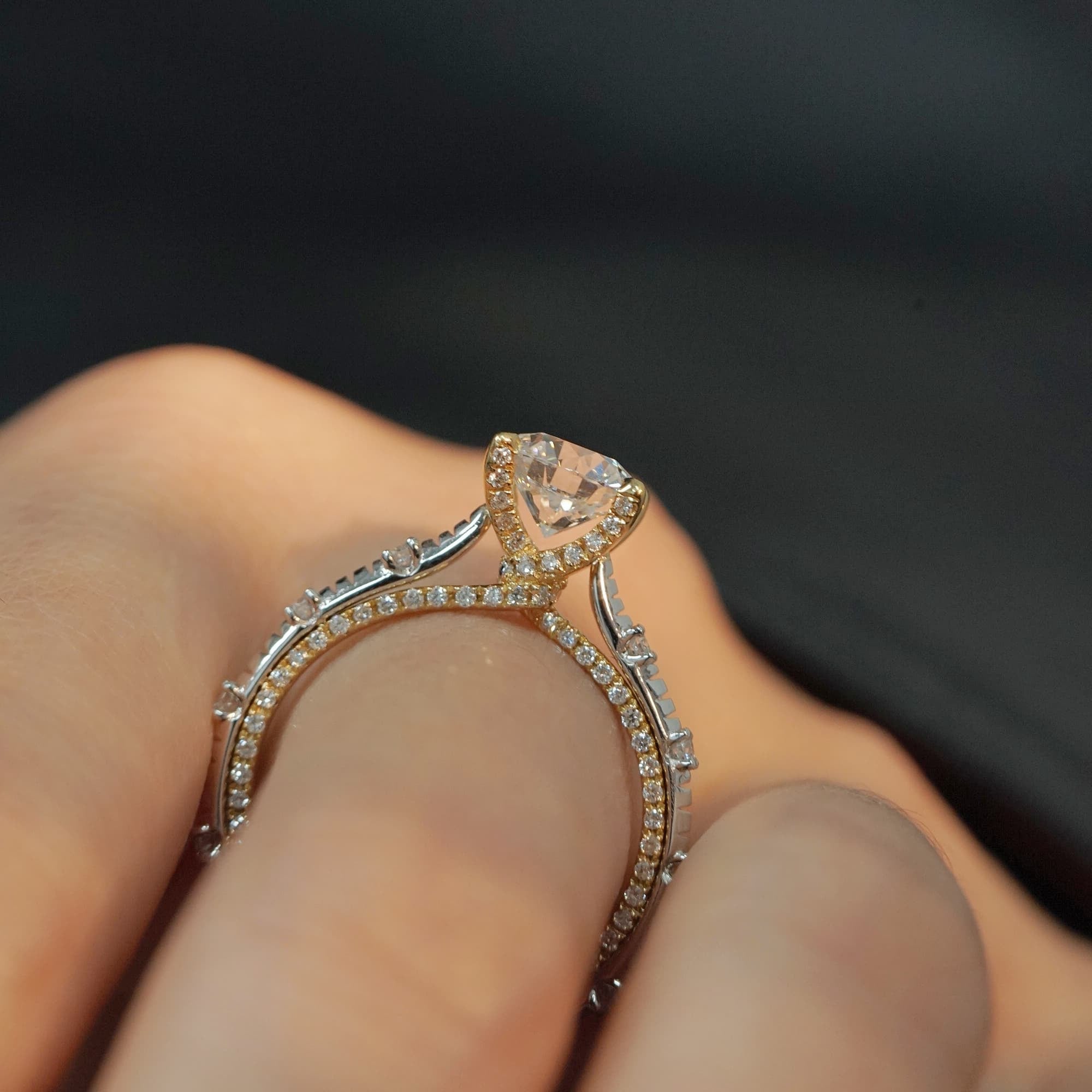 1CT Round Cut Regal Crown Pave Engagement Ring