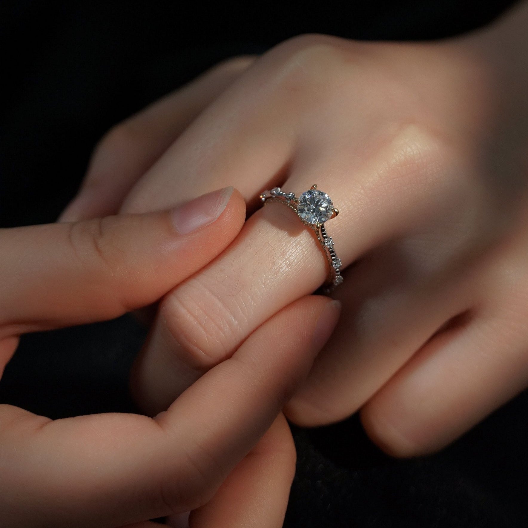 1CT Round Cut Regal Crown Pave Engagement Ring