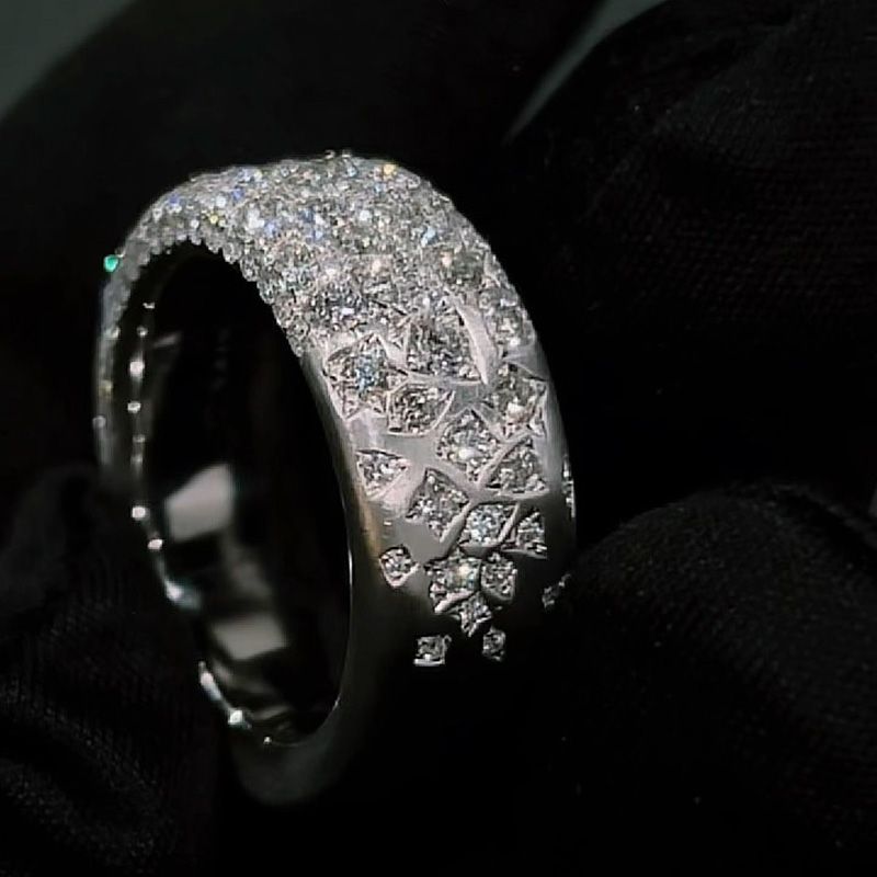 Handmade 7ctw Round Cut White Sapphire Pave Set Men's Band Ring