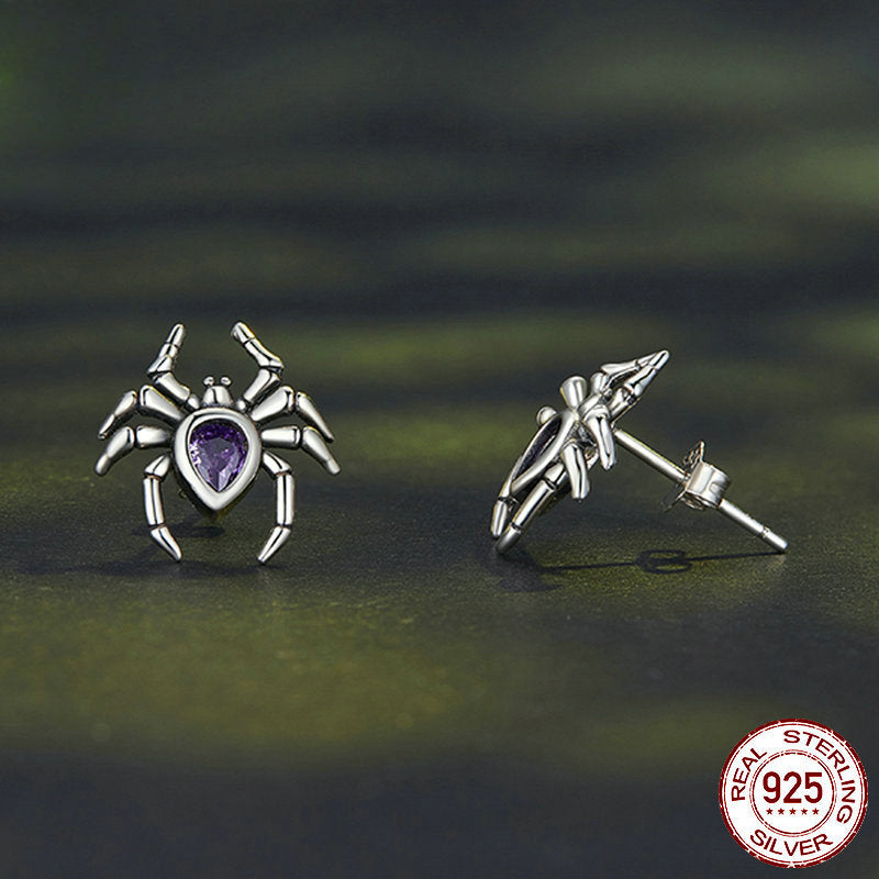 Halloween Spider Sterling Silver Stud Earring