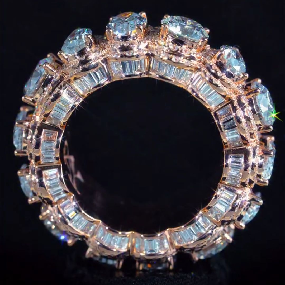 36ct Round-cut and Oval-cut Sterling Silver Handmade Men's Ring