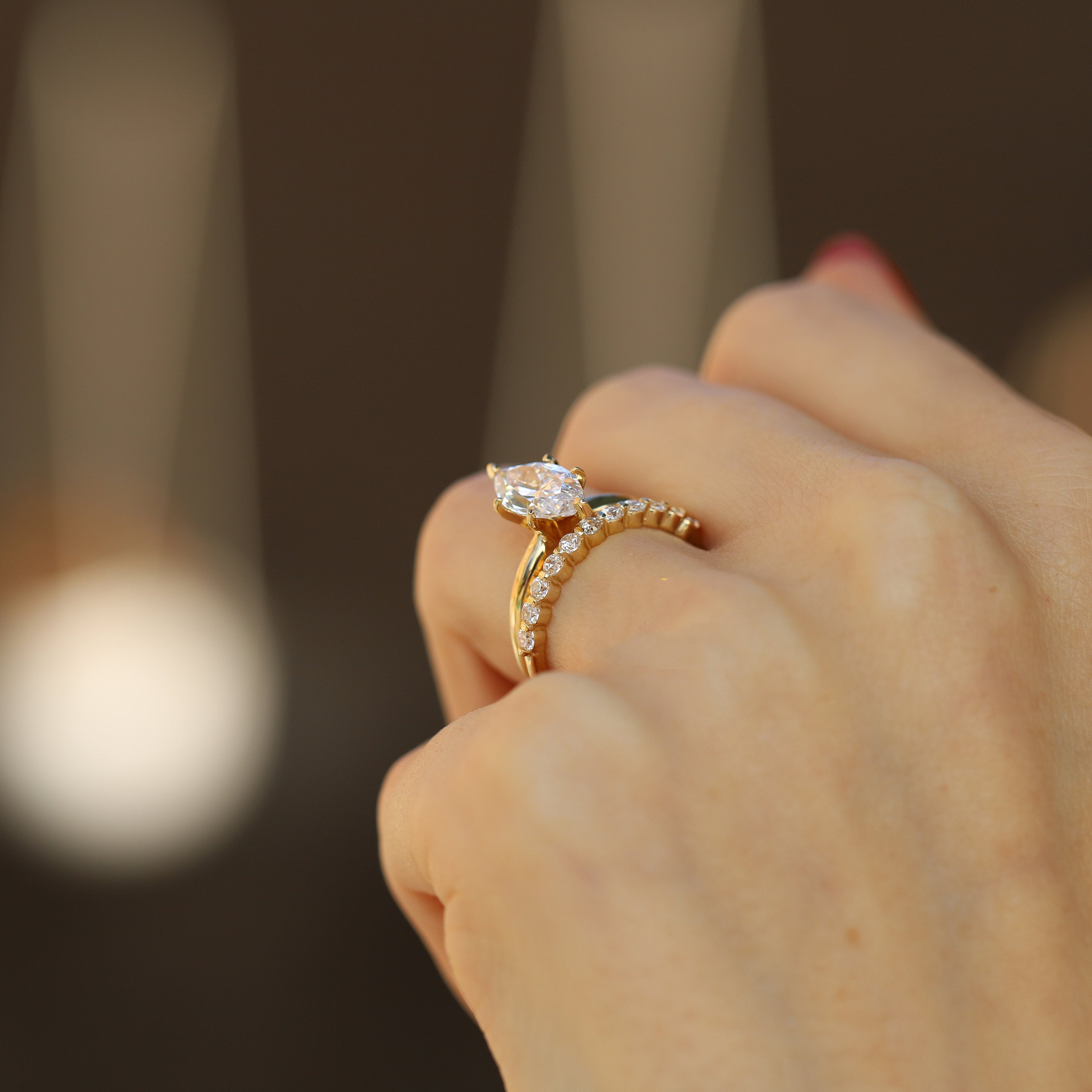 Marquise Cut Solitaire Engagement Ring & Half Eternity Band in Sterling