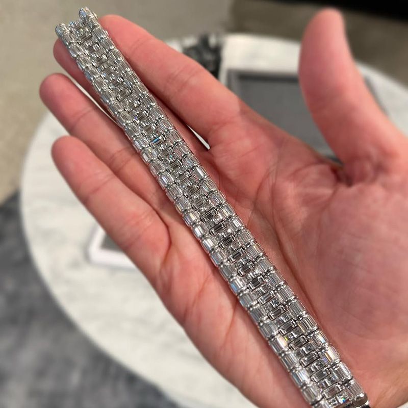 Men’s Triple Row Lux Design Baguette-Cut Iced Out Tennis Bracelet