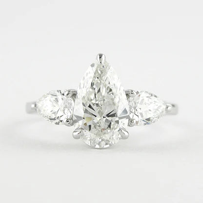 Pear Cut Three Stones Engagement Ring