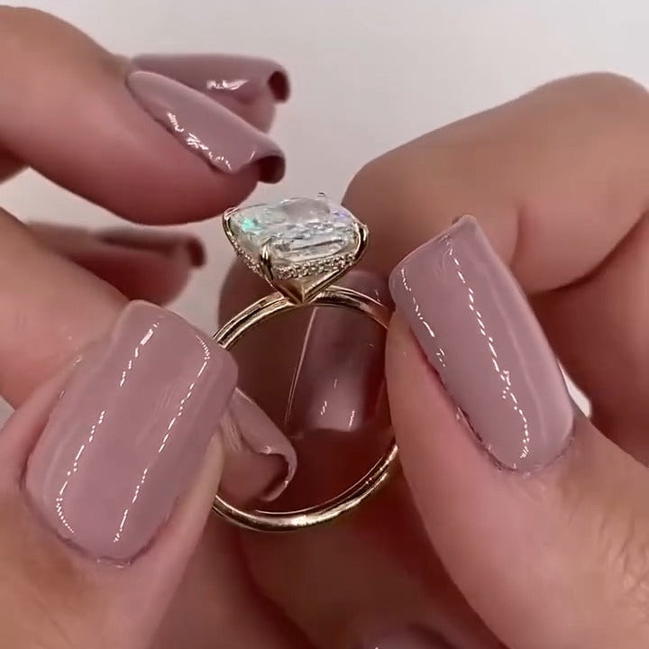 Hidden Halo Radiant Cut Engagement Ring in Sterling Silver