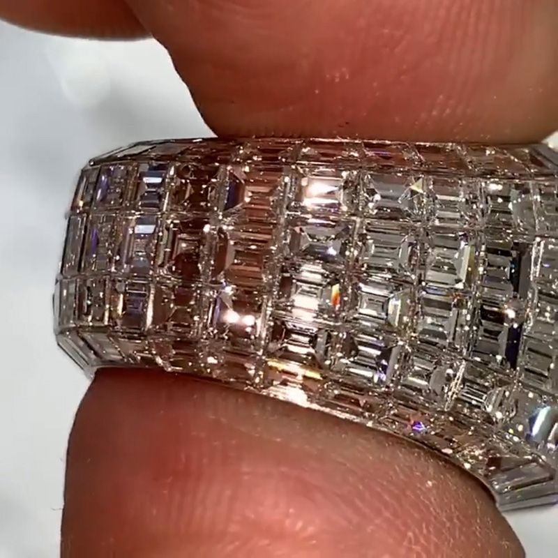 Luxury 6ct Round Cut With Emerald Cut Band Handmade Men's Ring