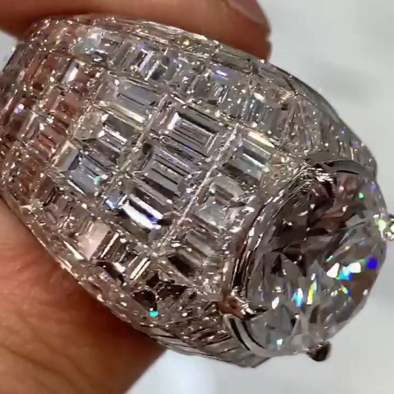 Luxury 6ct Round Cut With Emerald Cut Band Handmade Men's Ring