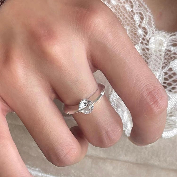 Celestial Spin Silver Rotating Solitaire Band Ring