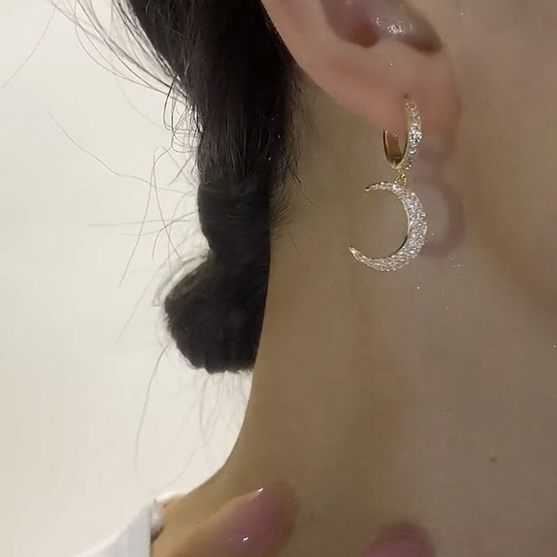 Asymmetrical Star & Moon Hoop Earrings