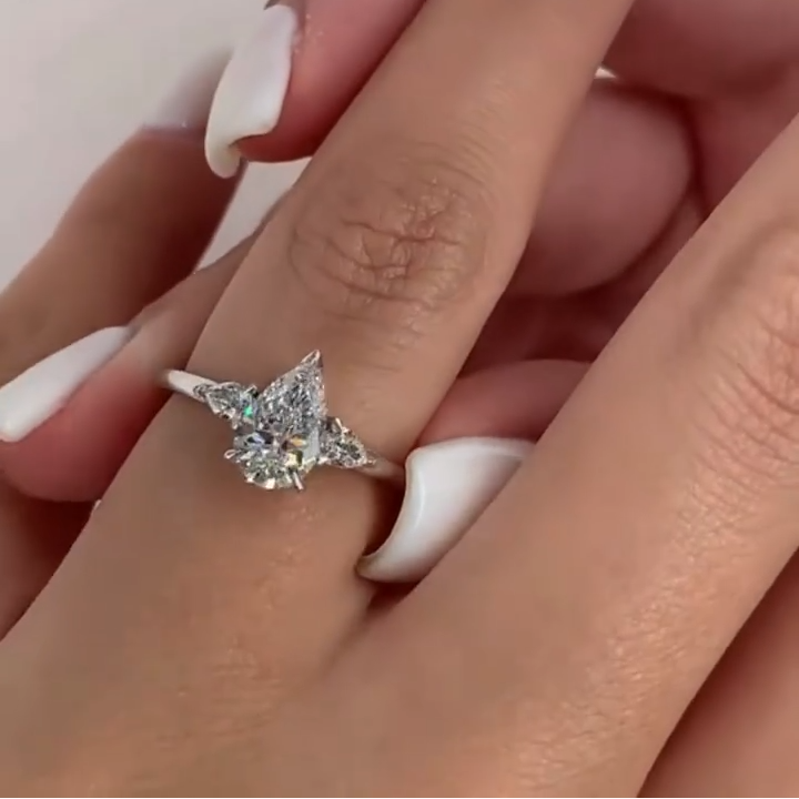 Pear Cut Three Stones Engagement Ring