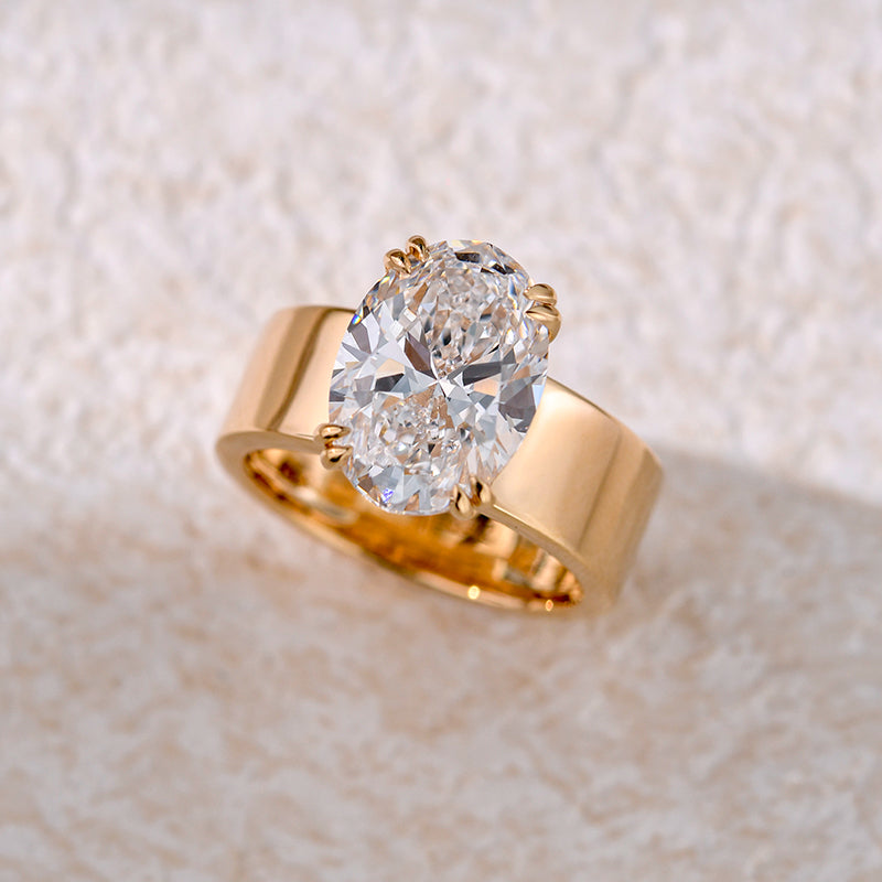 Wide Band Oval Elegant Vintage-Inspired Engagement Ring