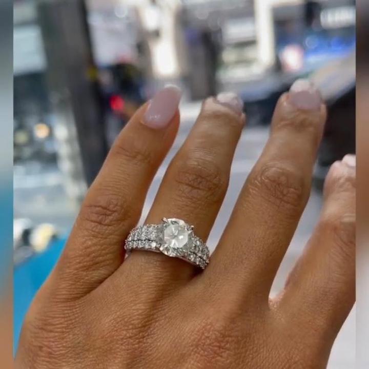 Multi Row Round Cut Engagement Ring in Sterling Silver