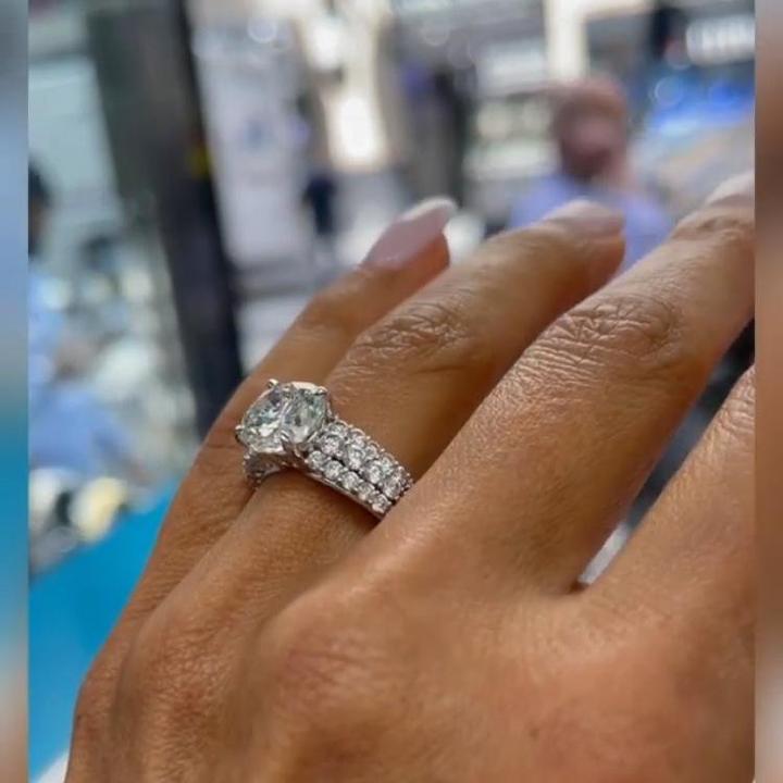 Multi Row Round Cut Engagement Ring in Sterling Silver