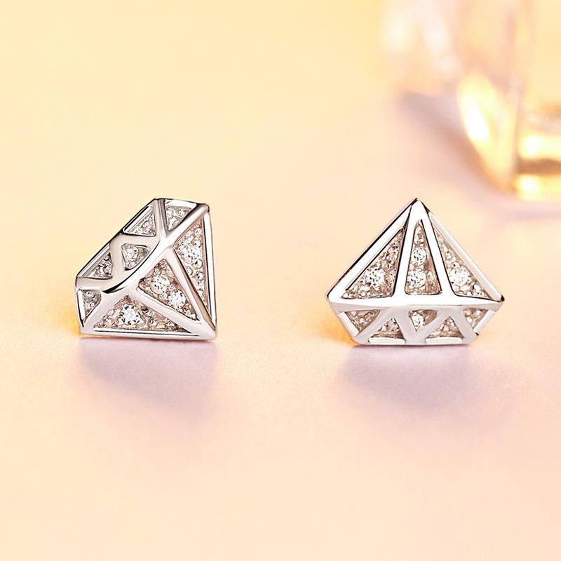 Diamond Sterling Silver Stud Earrings