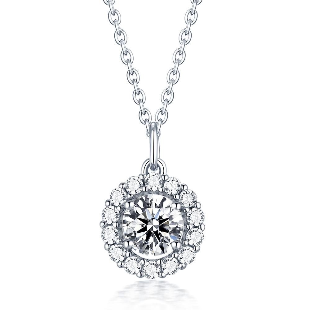 Round Cut Halo Pendant Necklace
