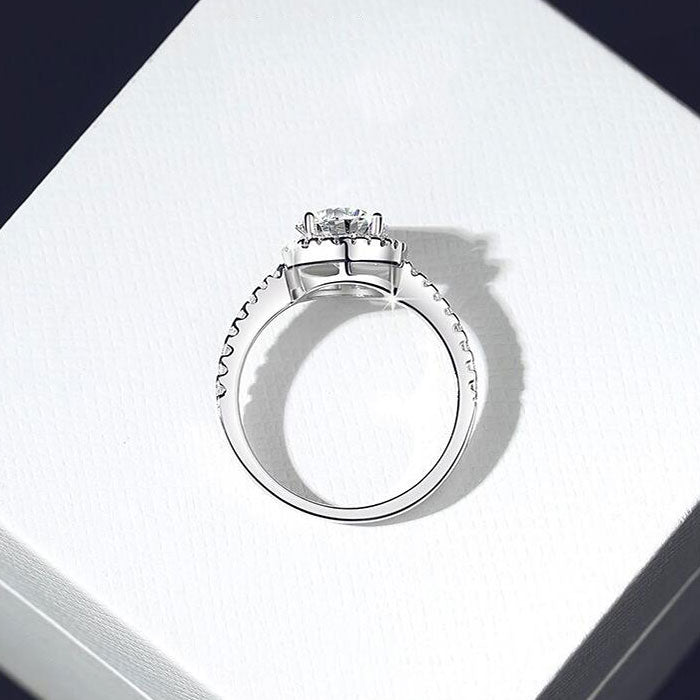 Luxury 1.2 Carat D Round Cut Color Moissanite Sterling Silver Ring-Only size 7 Available