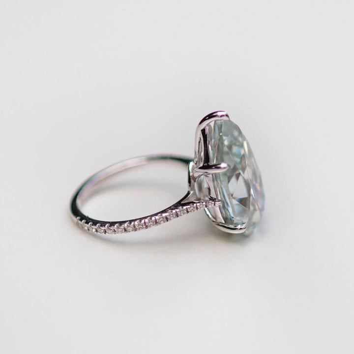 Pear Cut Sterling Silver Solitaire Engagement Ring