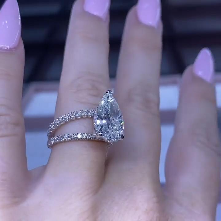 Pear Cut Asymmetry Sterling Silver Engagement Ring