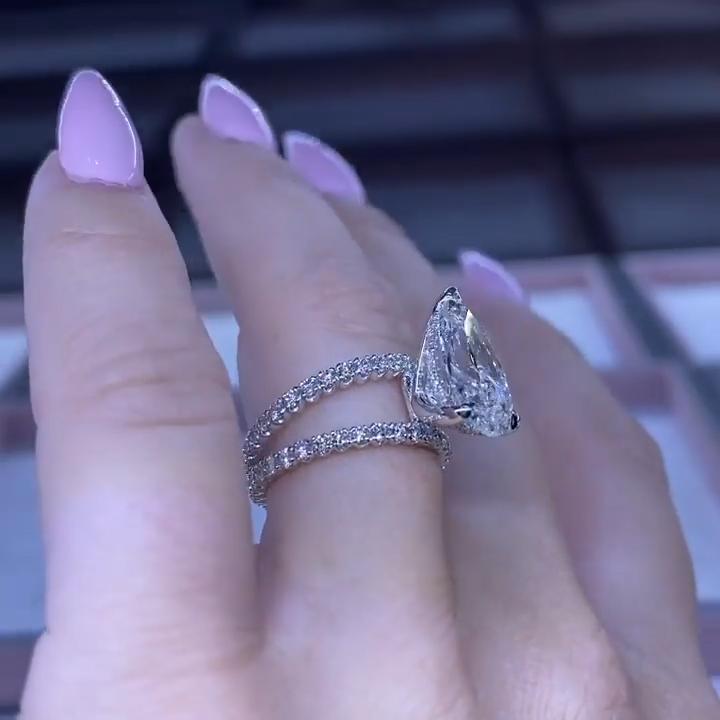 Pear Cut Asymmetry Sterling Silver Engagement Ring