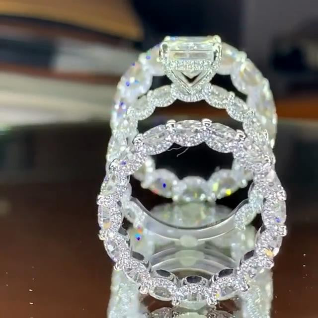 6 Carat Princess Cut 925 Sterling Silver 3-Piece Bridal Set