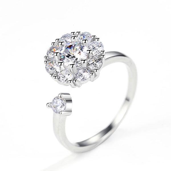 925 Sterling Silver Rotating Open Engagement Ring