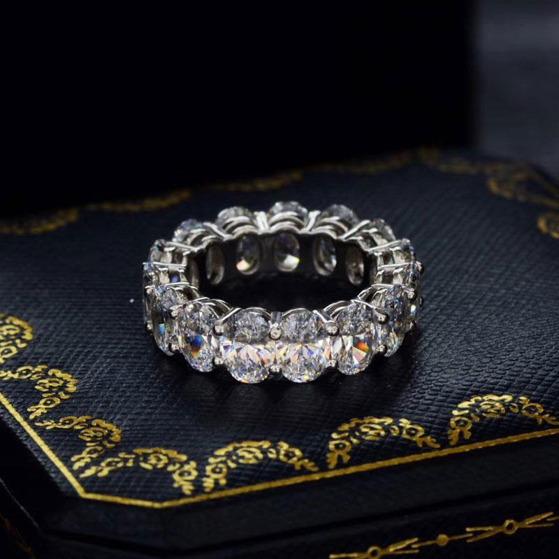 Dainty Eternity Oval Cut Sterling Silver Wedding Band