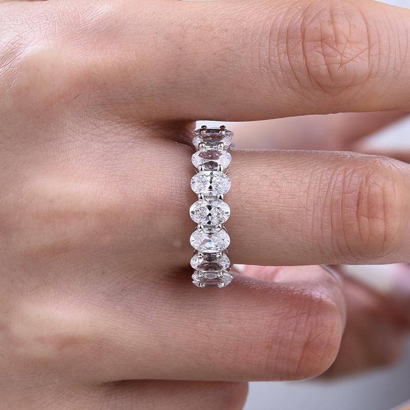 Dainty Eternity Oval Cut Sterling Silver Wedding Band