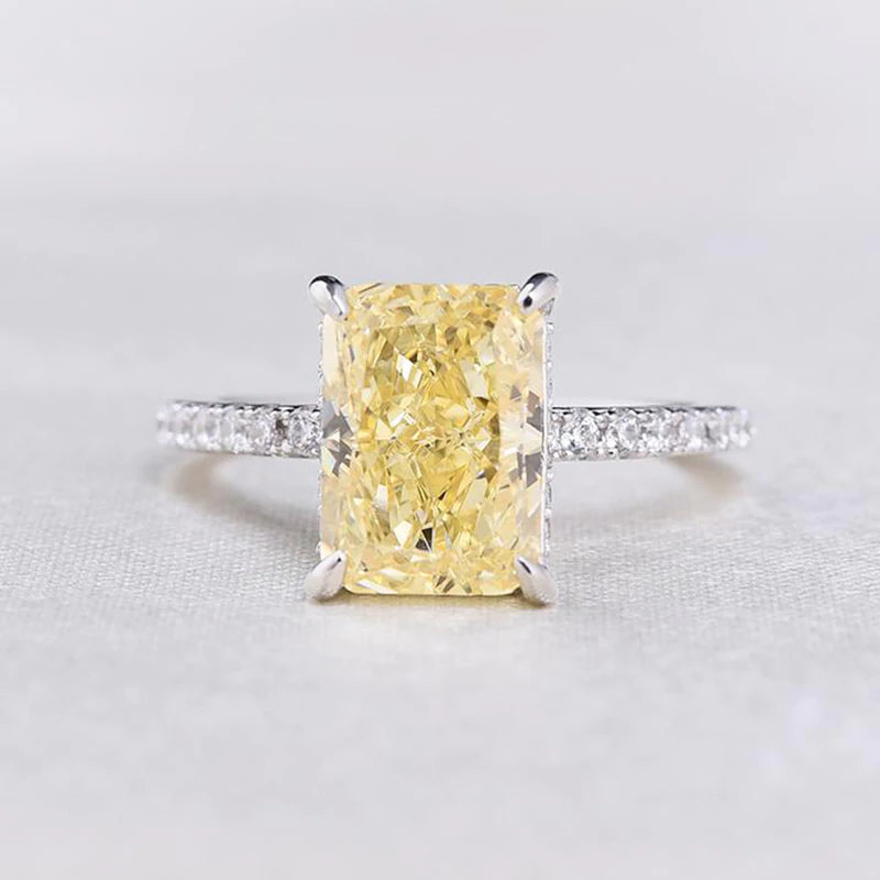 2pcs Yellow Radiant Cut Bridal Sets In Sterling Silver