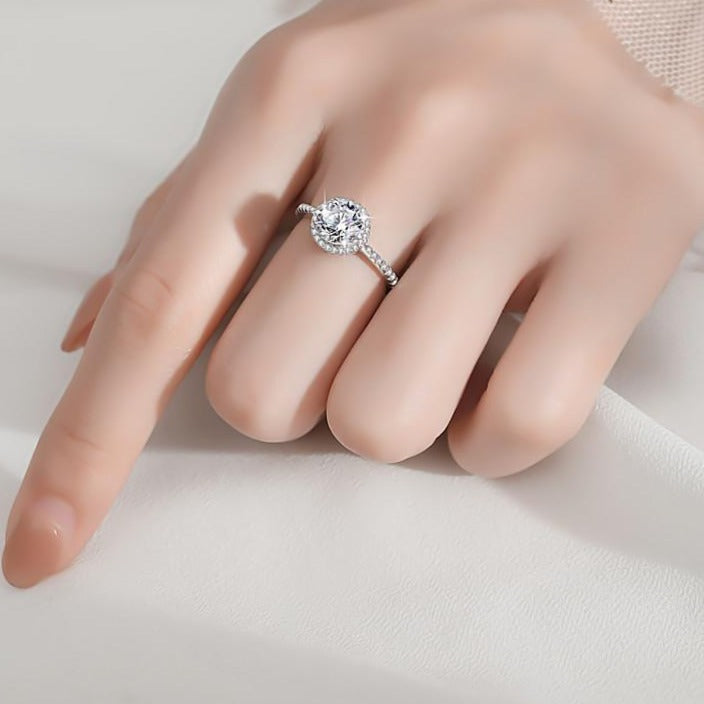 Luxury 1.2 Carat D Round Cut Color Moissanite Sterling Silver Ring-Only size 7 Available