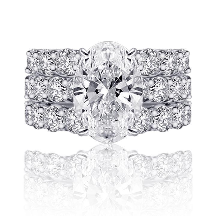 Oval Cut Bridal Set with Half-Eternity Band