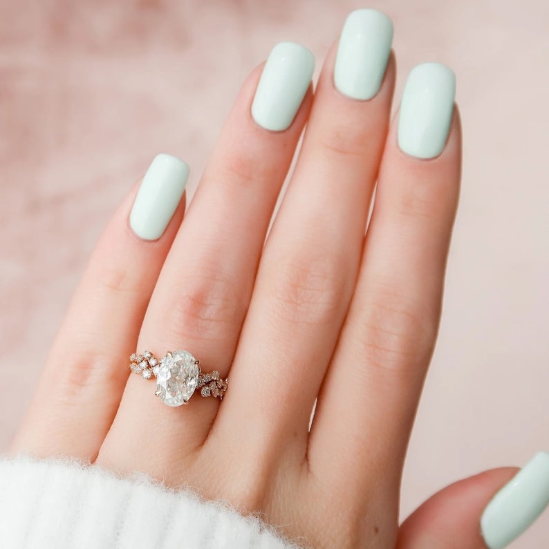 2.0 CT Rose Gold Oval Cut Zig Zag Ring Set Anniversary Ring Set in Sterling Silver