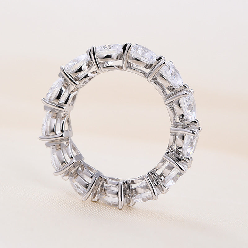 Eternity Heart Cut Wedding Band in Sterling Silver