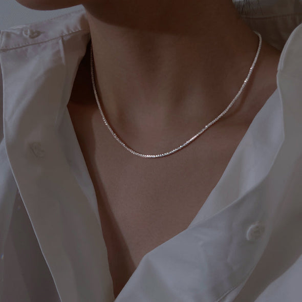 Classic Thin Tennis Necklace in 925 Sterling Silver