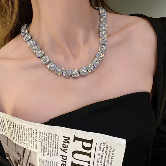 Fashion Square Shape Stone Necklace