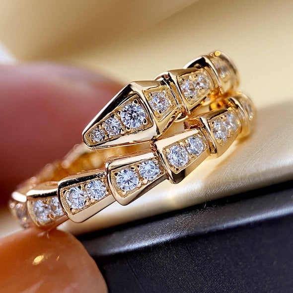 Pave Snake Design Adjustable Ring