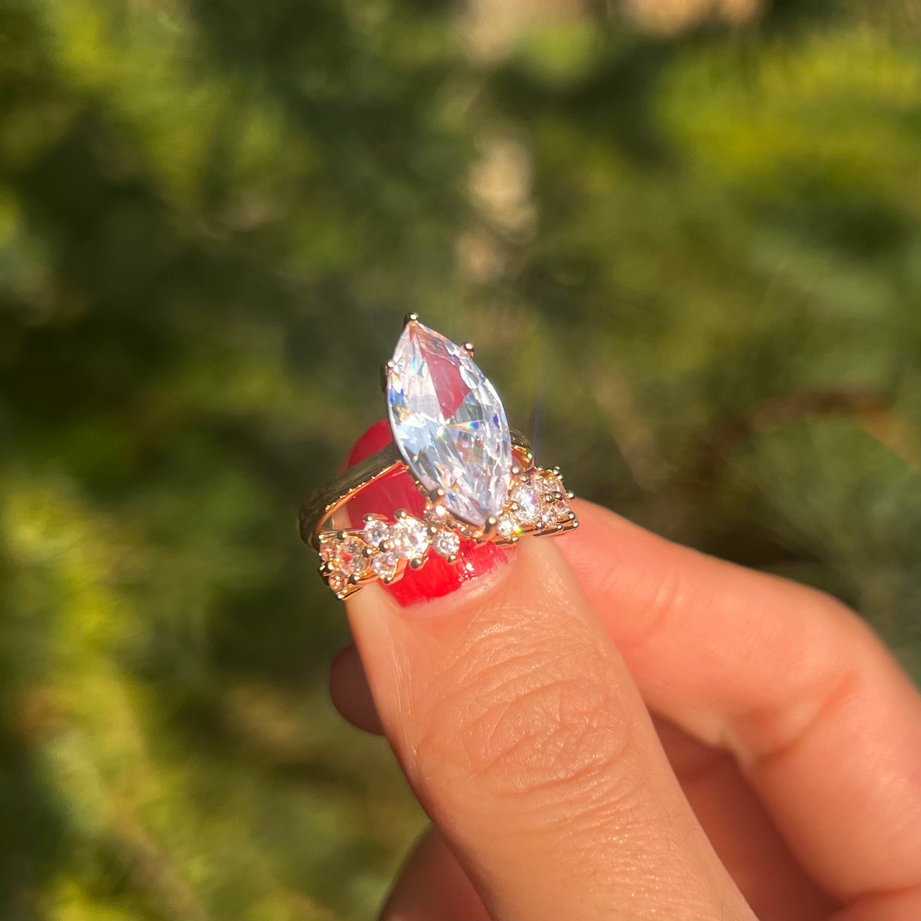 2 Pcs Marquise Cut Enhancer Wedding Bridal Set