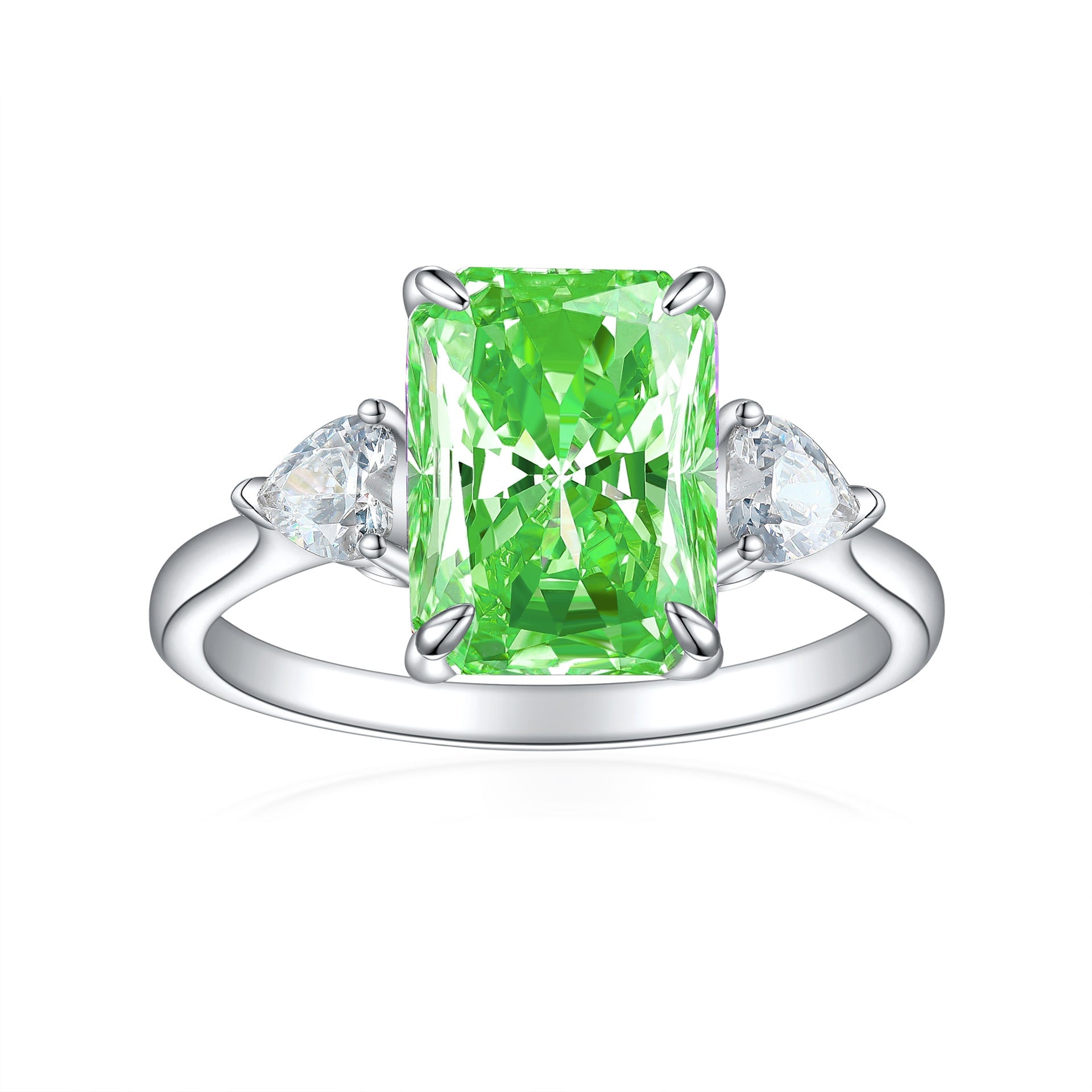 4.0CT Three Stone Pink Sterling Silver Engagement Ring (Multi Color Available)