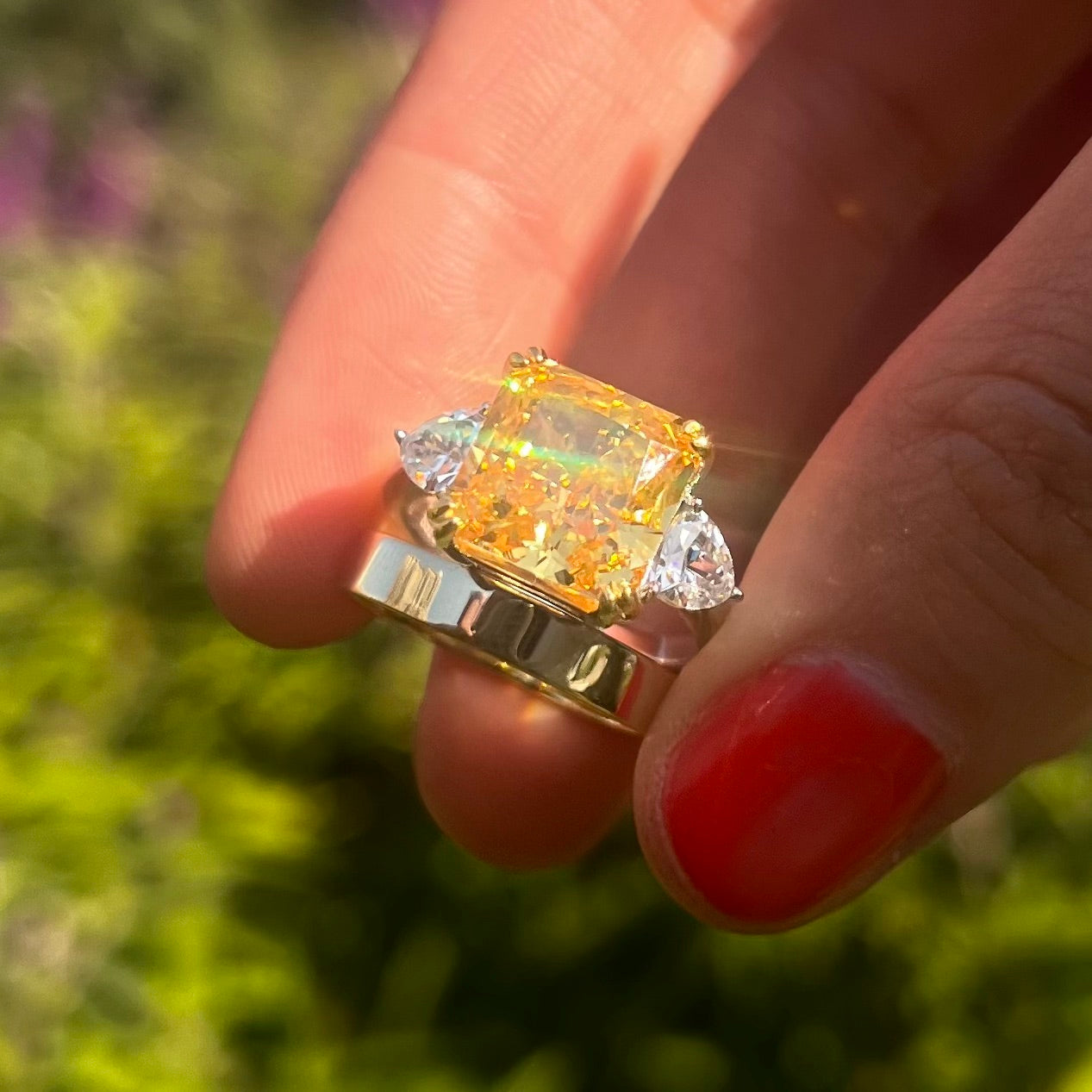 Stunning Yellow Radiant Cut 2 Pcs Bridal Set