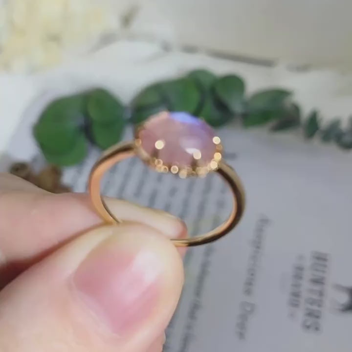 Classic Natural Strawberry Crystal Sterling Silver Ring